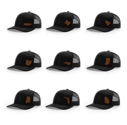 Leather State Patch Hats - Select One